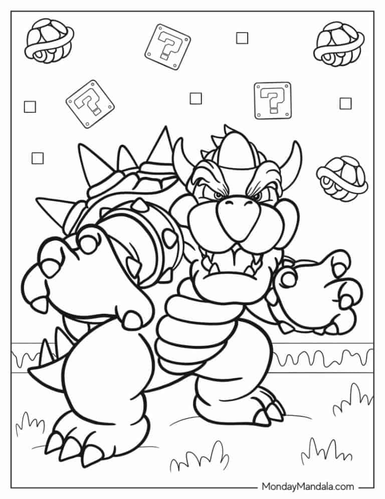 Bowser from Super Mario Bros Coloring Page