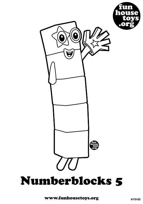 numberblocks 5 printable coloring page