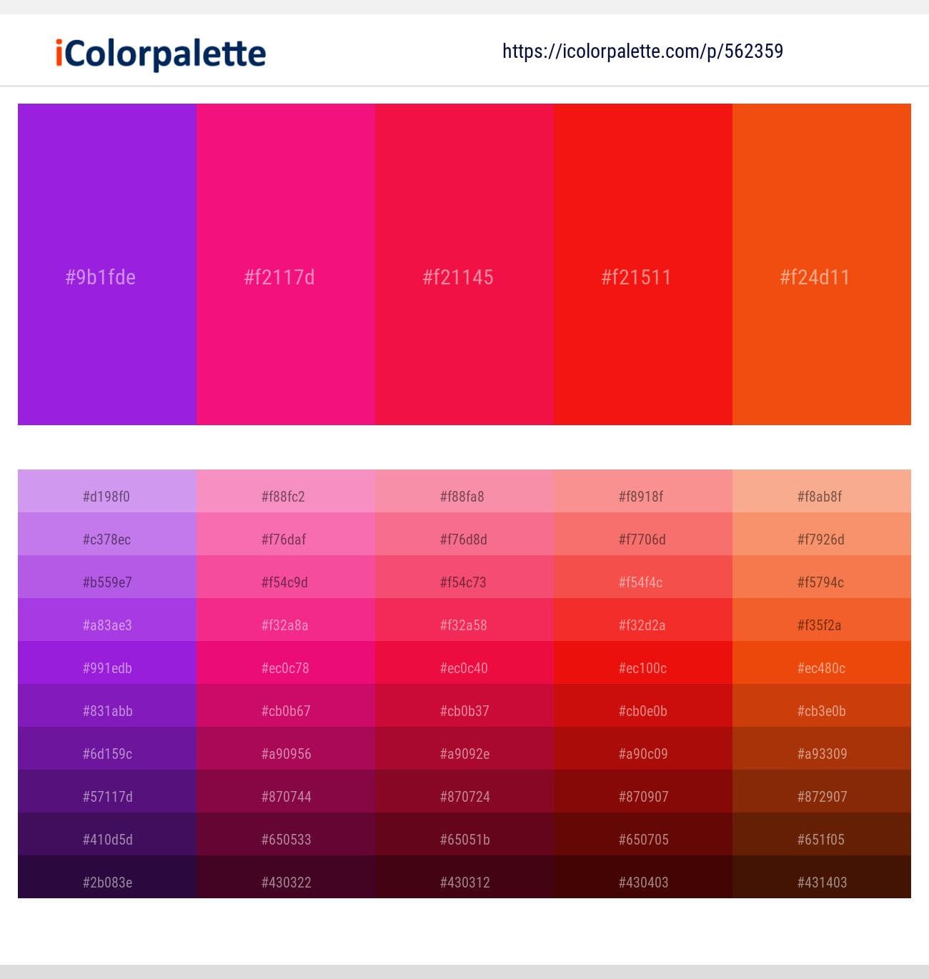 Color Palette With Five Shade Razzmatazz Camelot Elm Yellow Orange