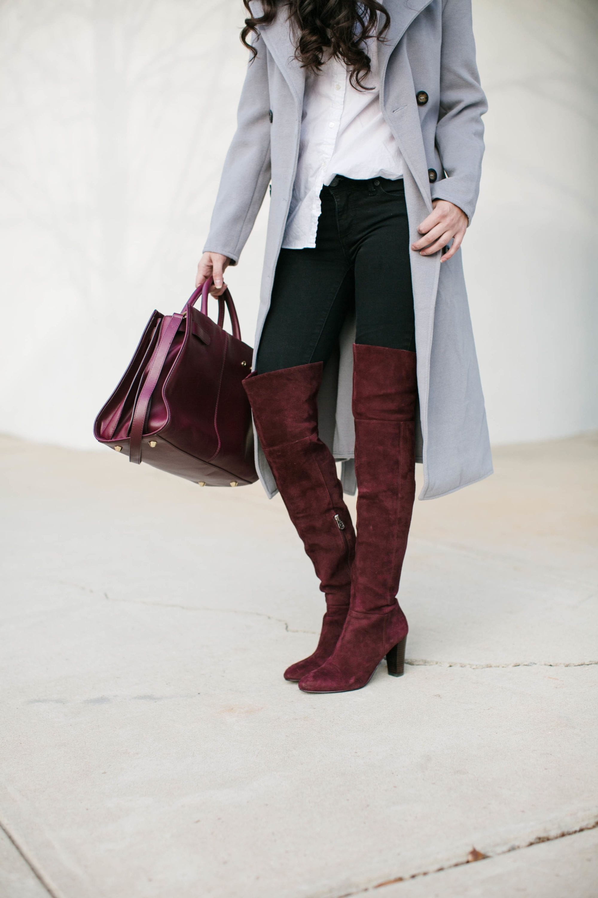 cute wine colored boots Winter Attire