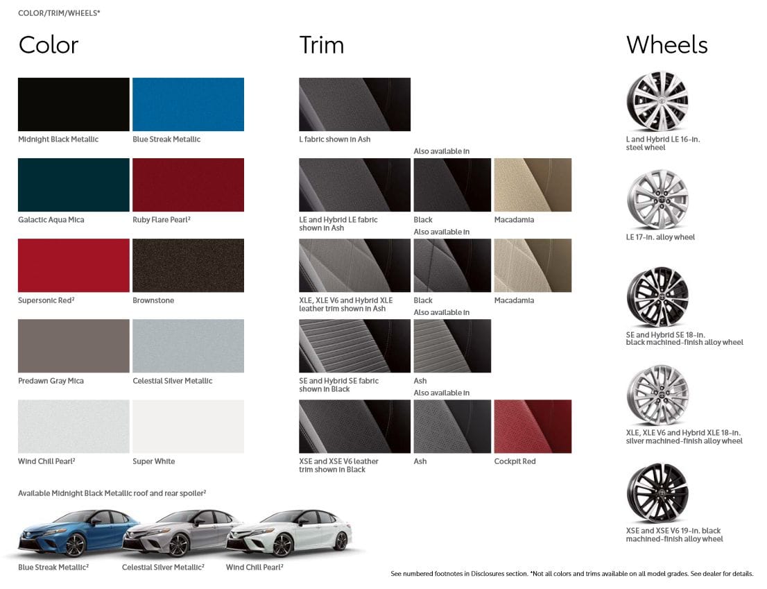 Toyota Camry Color Options