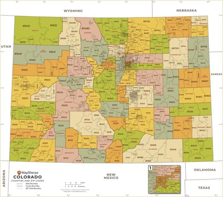 Colorado ZIP Code Map with Counties by MapSherpa