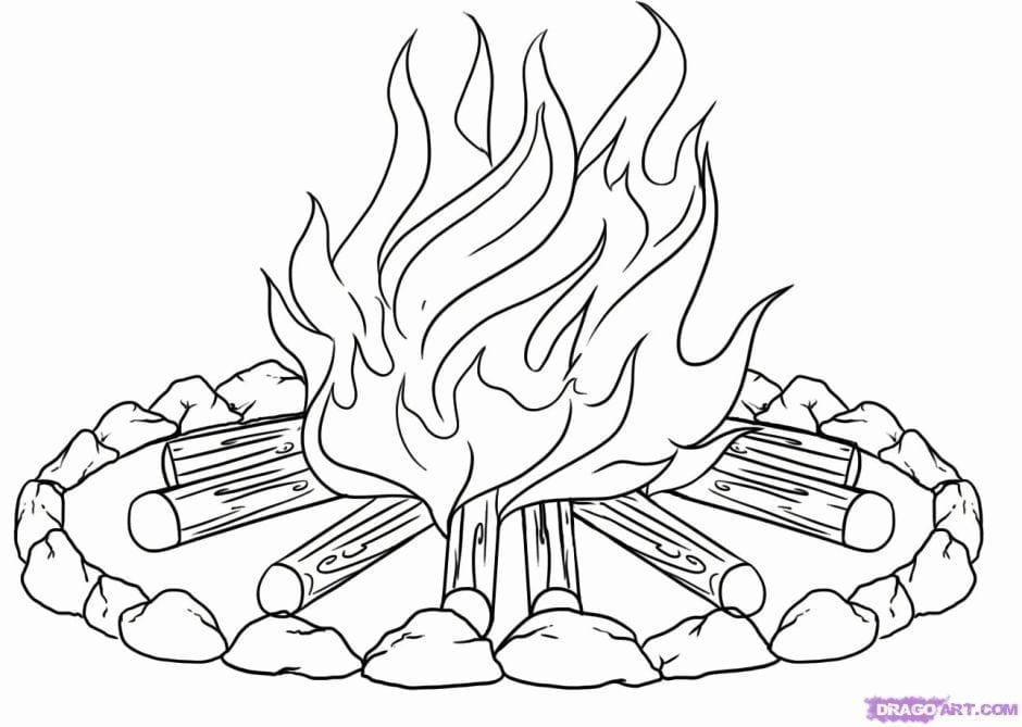 Campfire Coloring Page