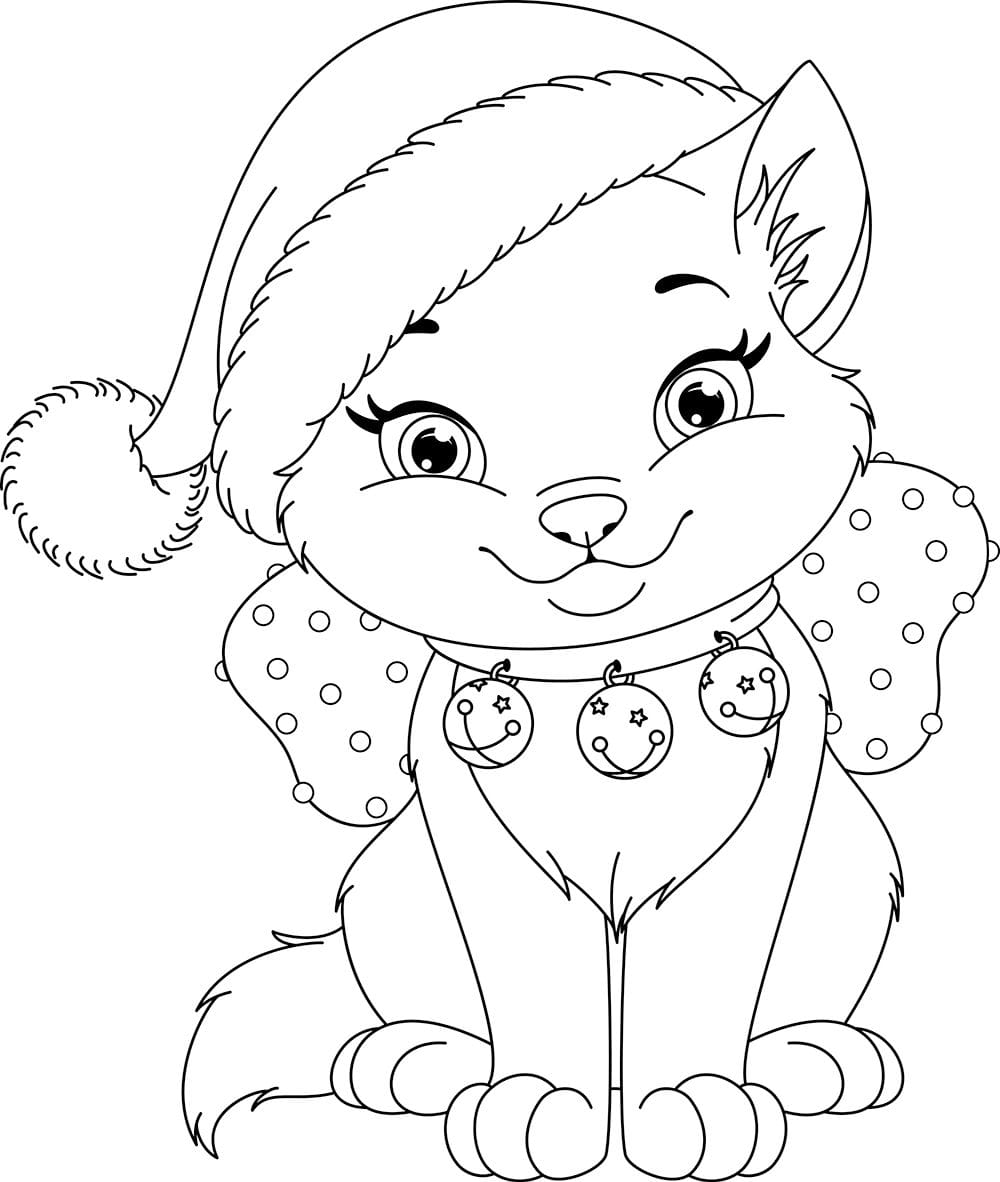 Free printable Christmas dog coloring page