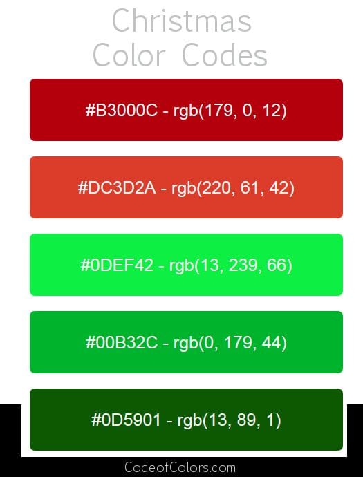 Christmas Red Color Codes