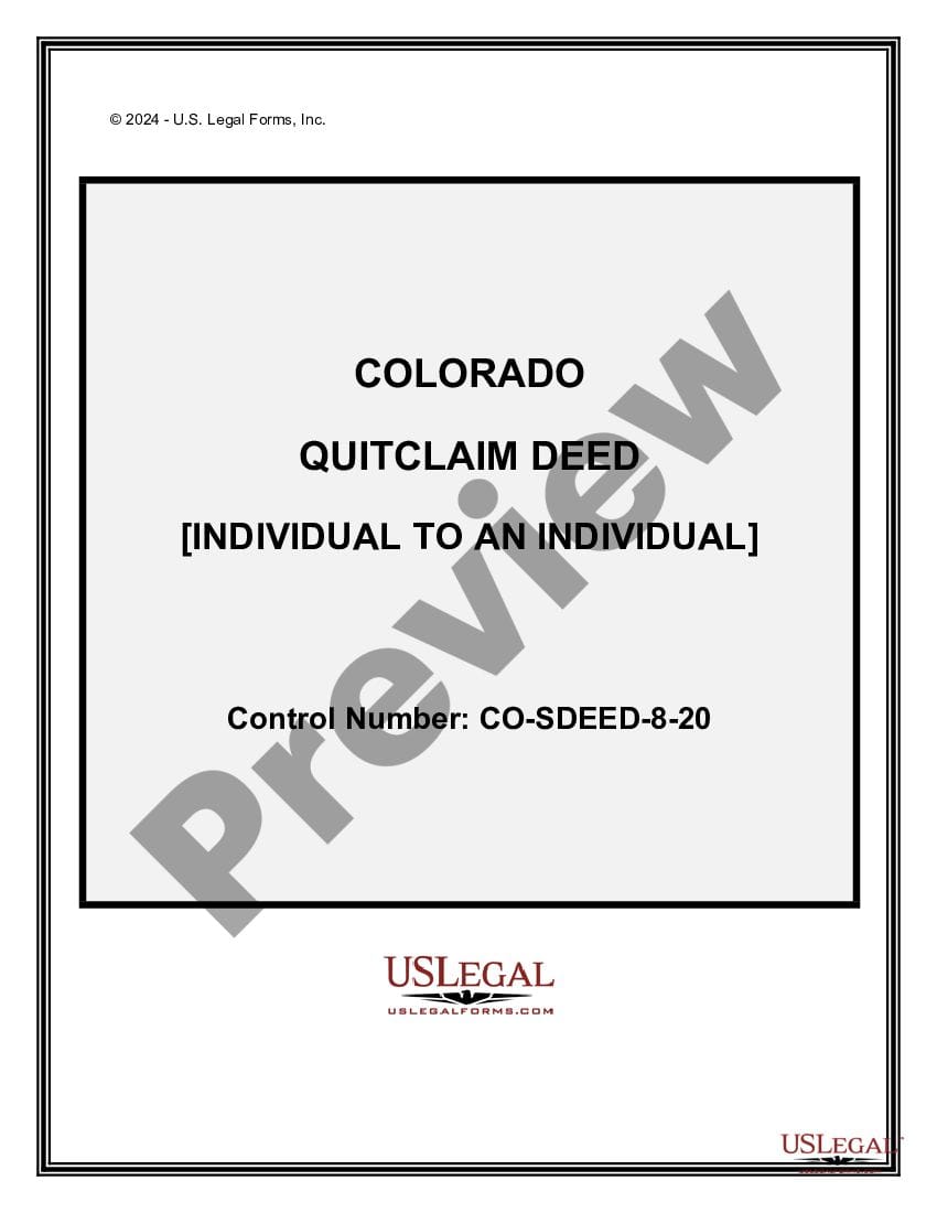 Free Colorado Quit Claim Deed Form