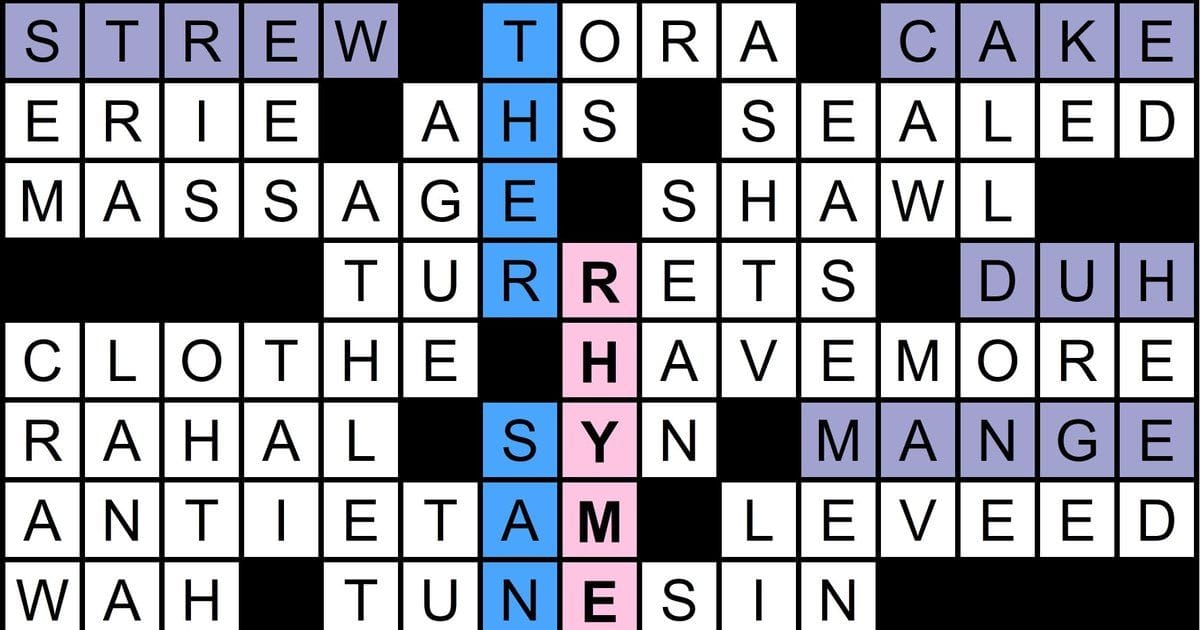 Colorful fabric crossword clue