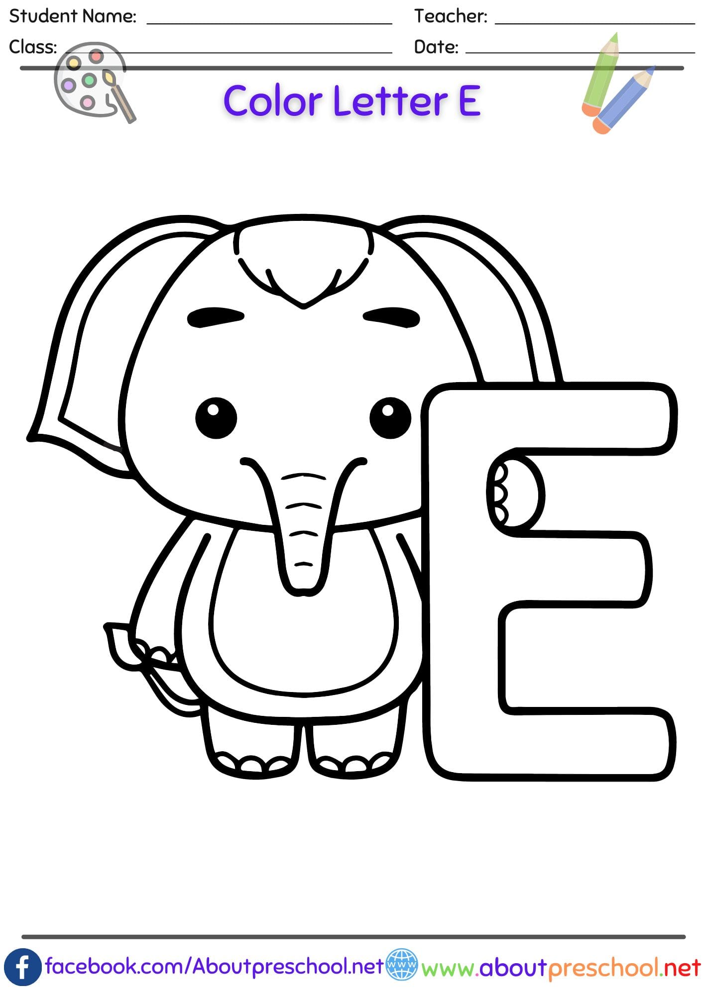 Letter e coloring pages to download and print for free