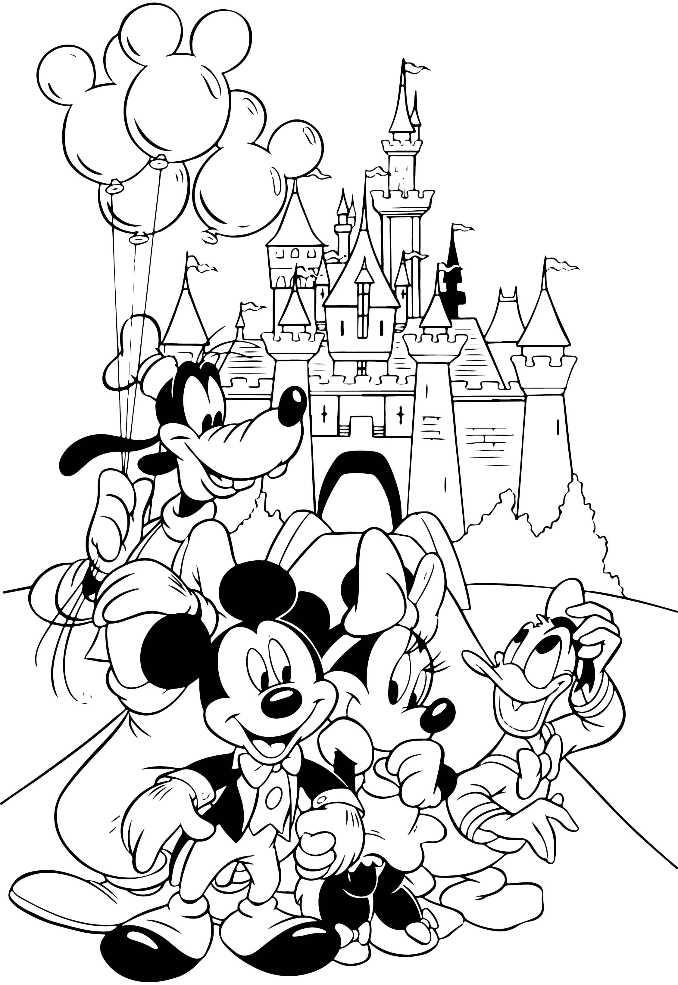 Mickey Mouses Wreath Merry Christmas Coloring page Printable