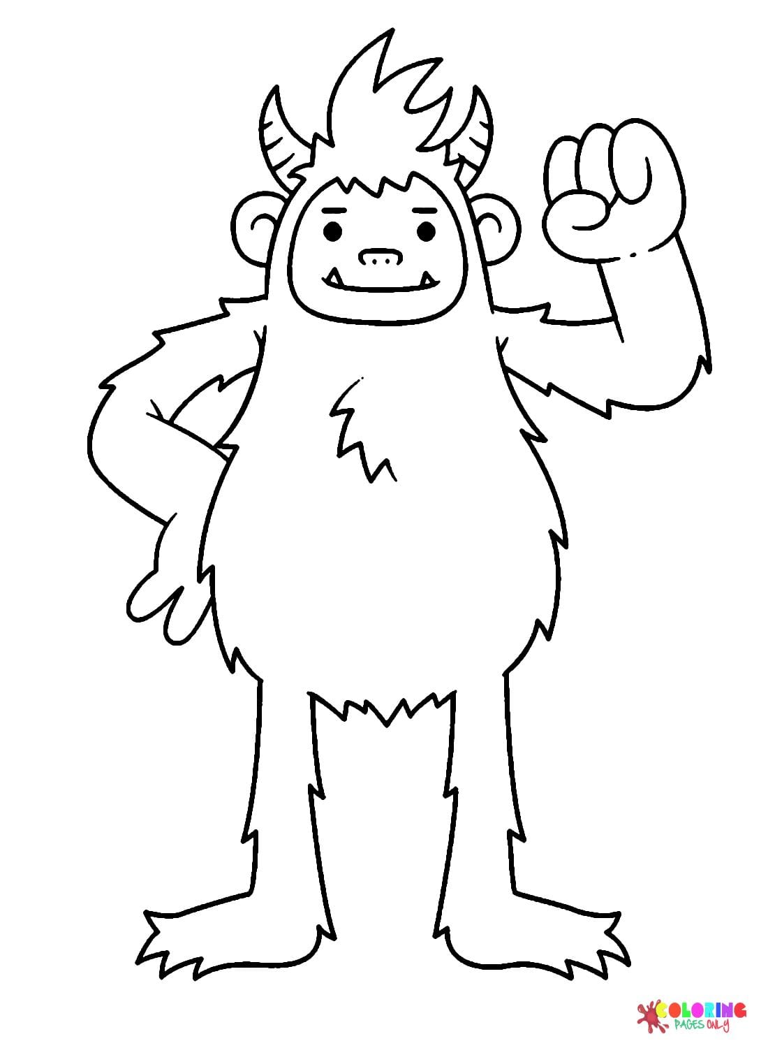 Simple Easy Yeti Kid Coloring page Printable