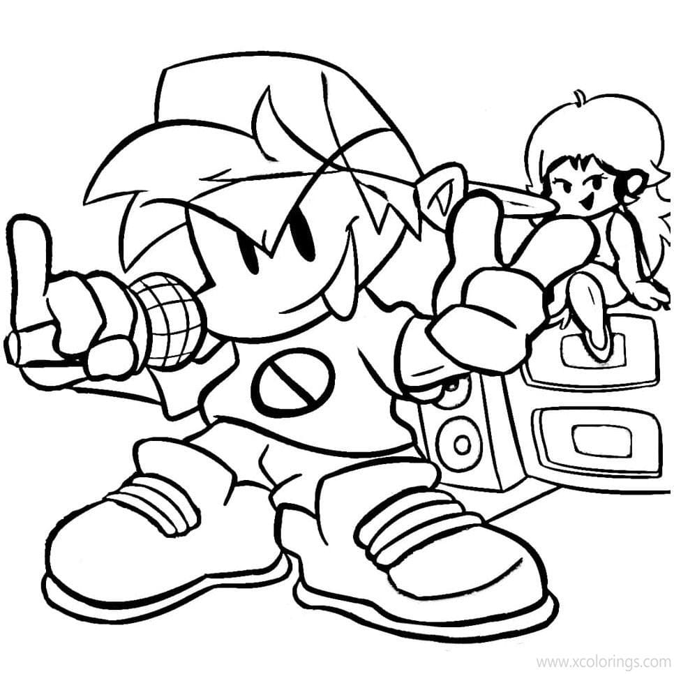 Boy Friend Friday Night Funkin Coloring Page