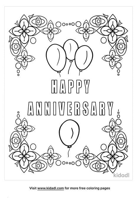 Romantic Happy Anniversary Coloring Pages to Gift