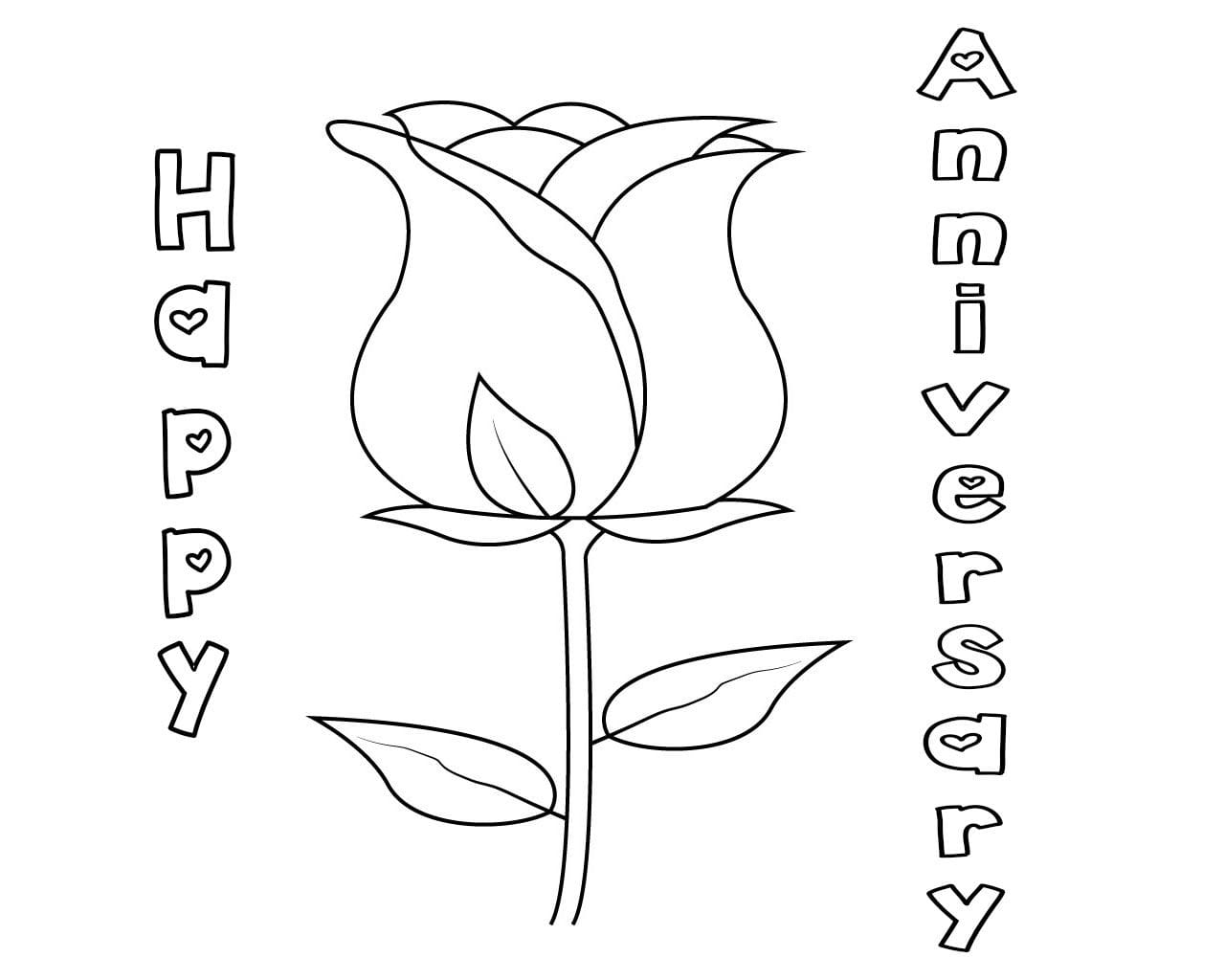 Romantic Happy Anniversary Coloring Pages to Gift