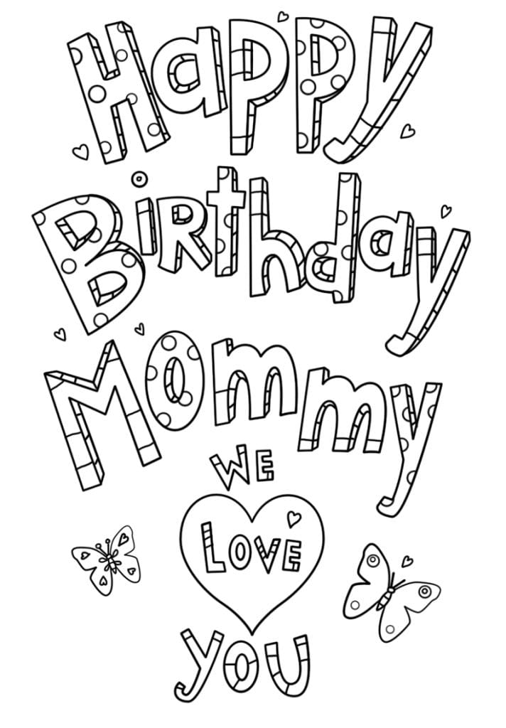 Free Printable Happy Birthday Mom Coloring Pages For Kids