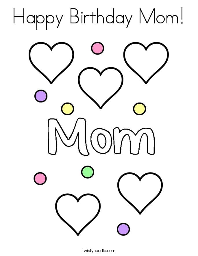 Happy Birthday Mom coloring pages