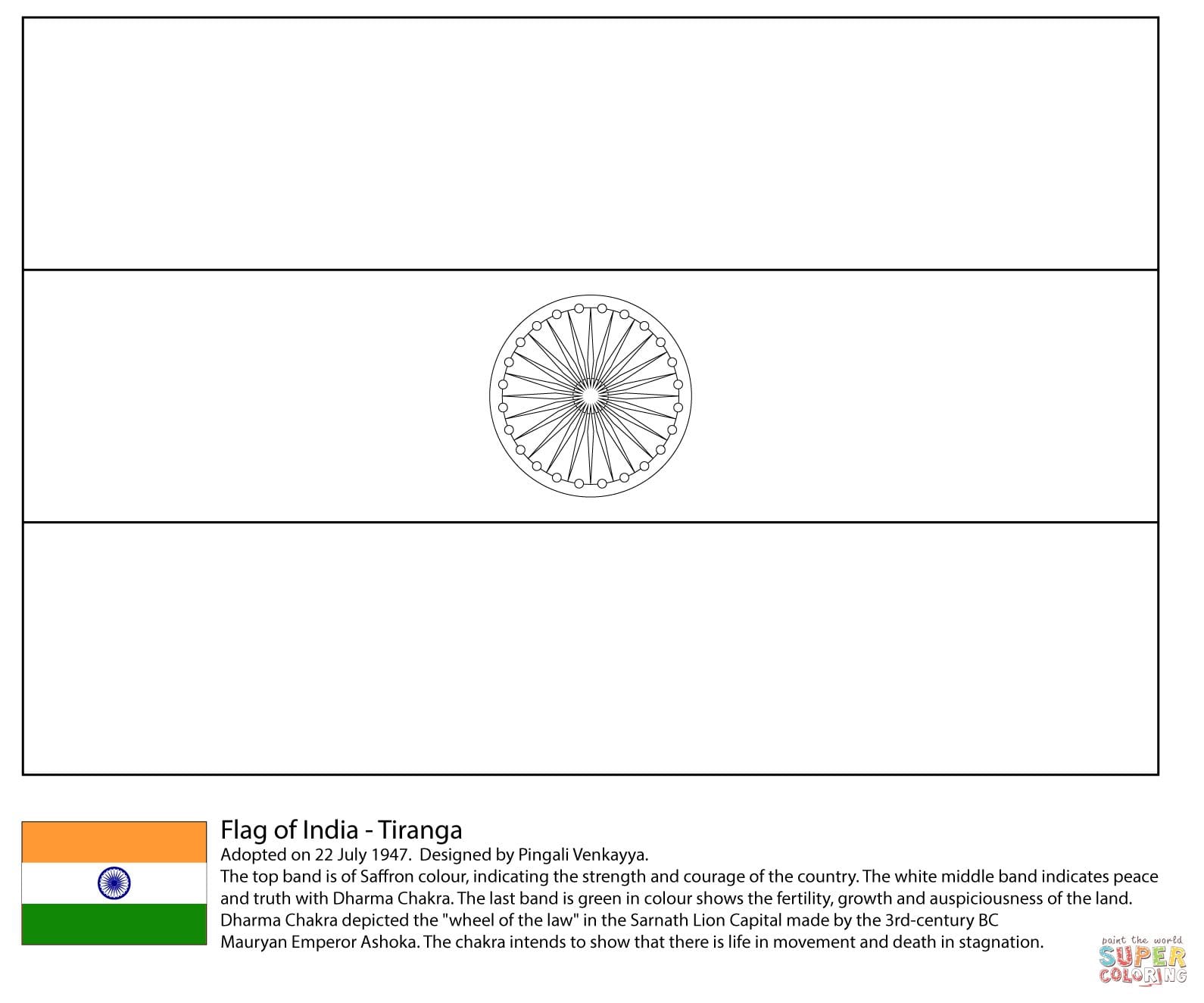 Printable indian flag coloring page free printable india flag coloring