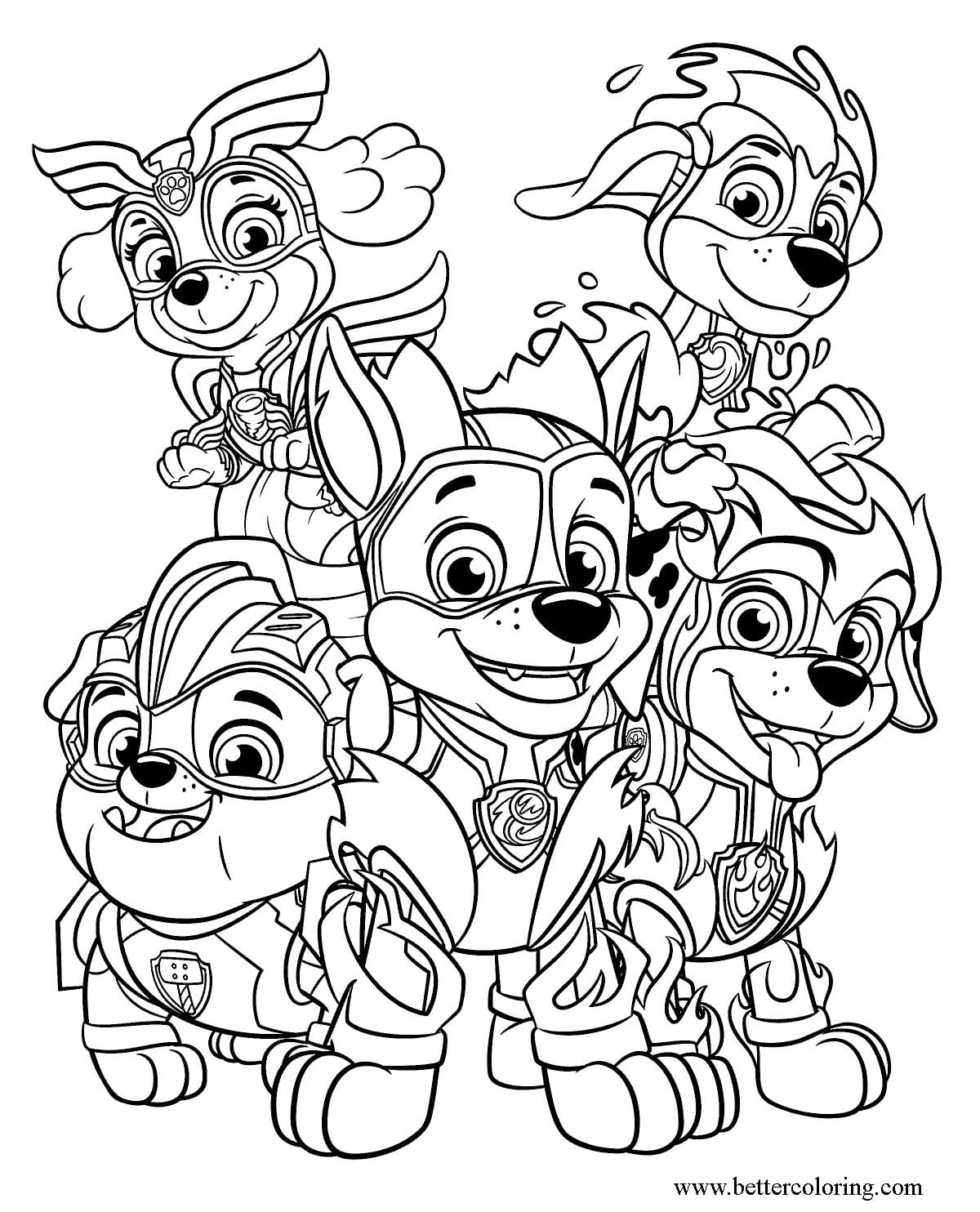 Printable Mighty Pups Coloring Page