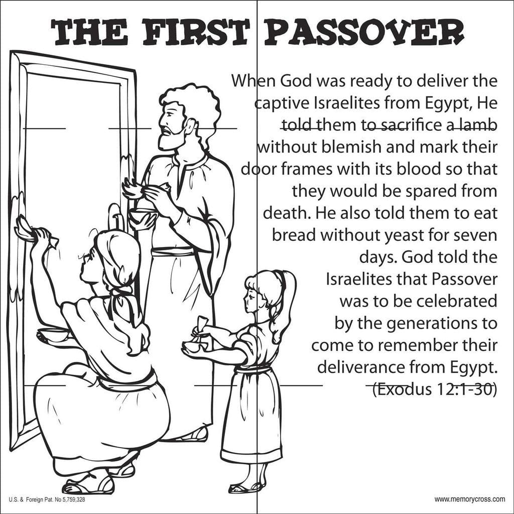 Communion and Passover coloring card helps children learn what