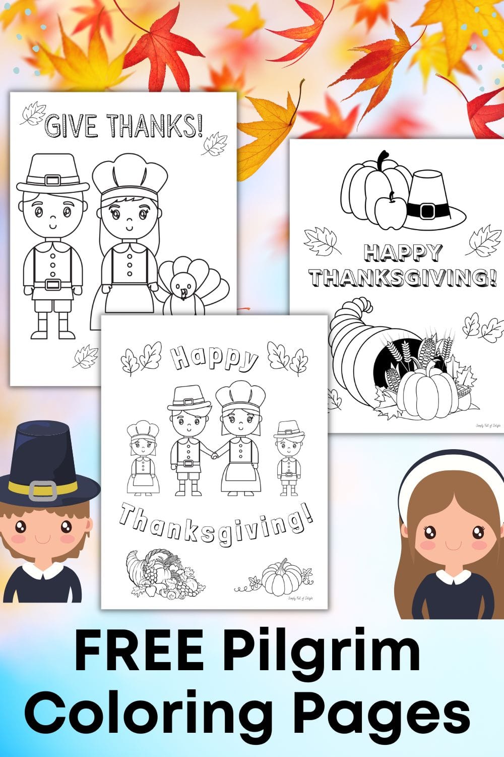 30 Free Printable Thanksgiving Pilgrims Coloring Pages