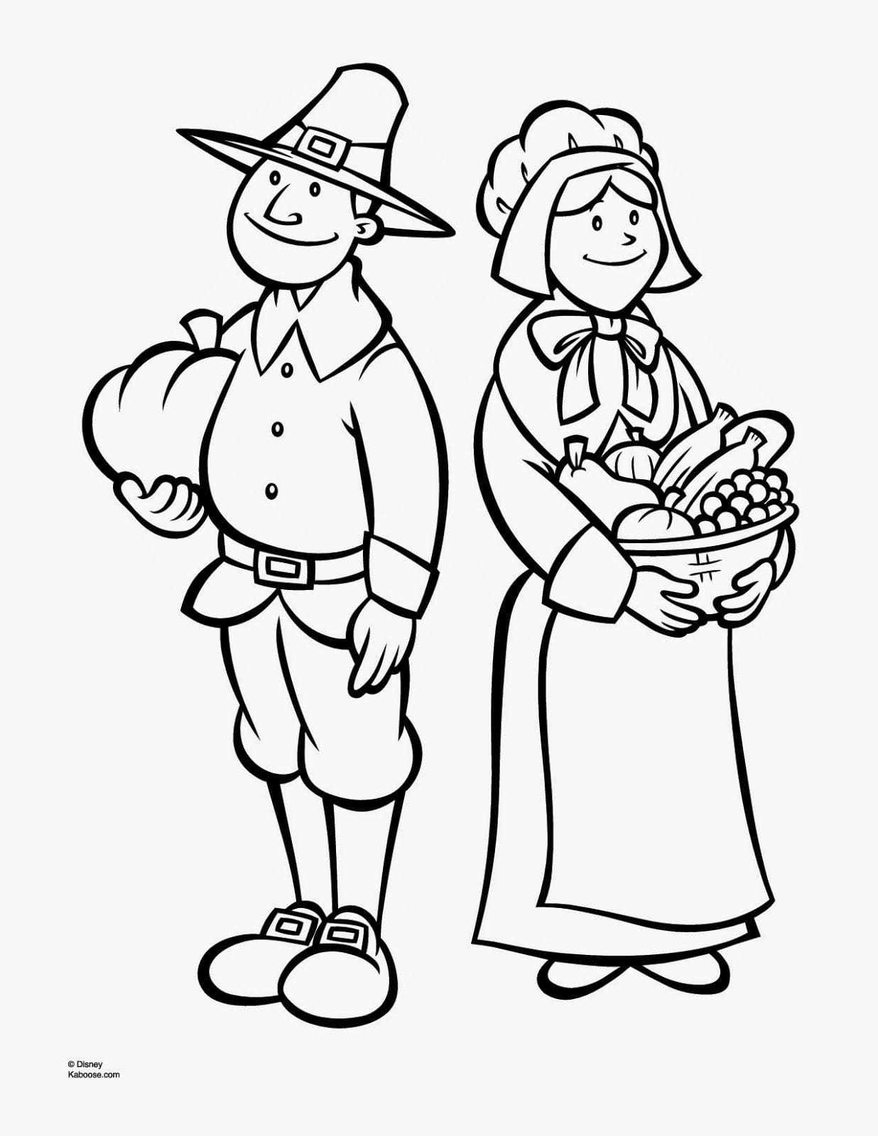 Cute Thanksgiving Pilgrim Coloring Pages (Free Printable)