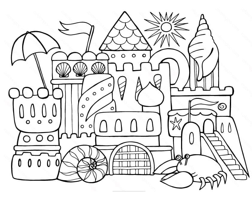 Kids Sand Castle Adf6 Coloring page Printable