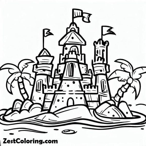 Beautiful Sand Castle Picture Coloring Page