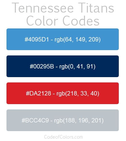 Tennessee Titans Color Codes Hex