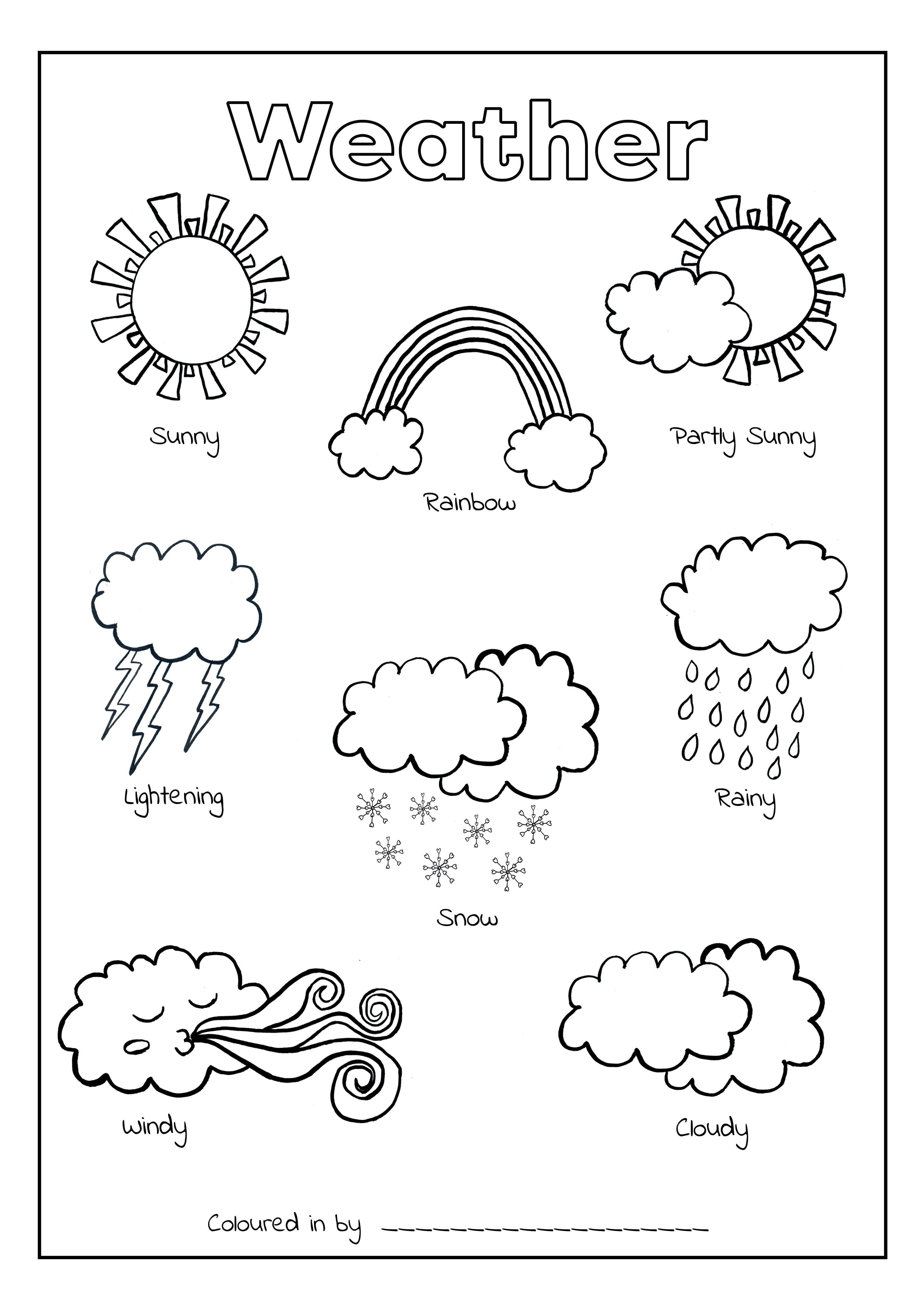 12 Printable Weather Elements Coloring Pages for Kids With Names