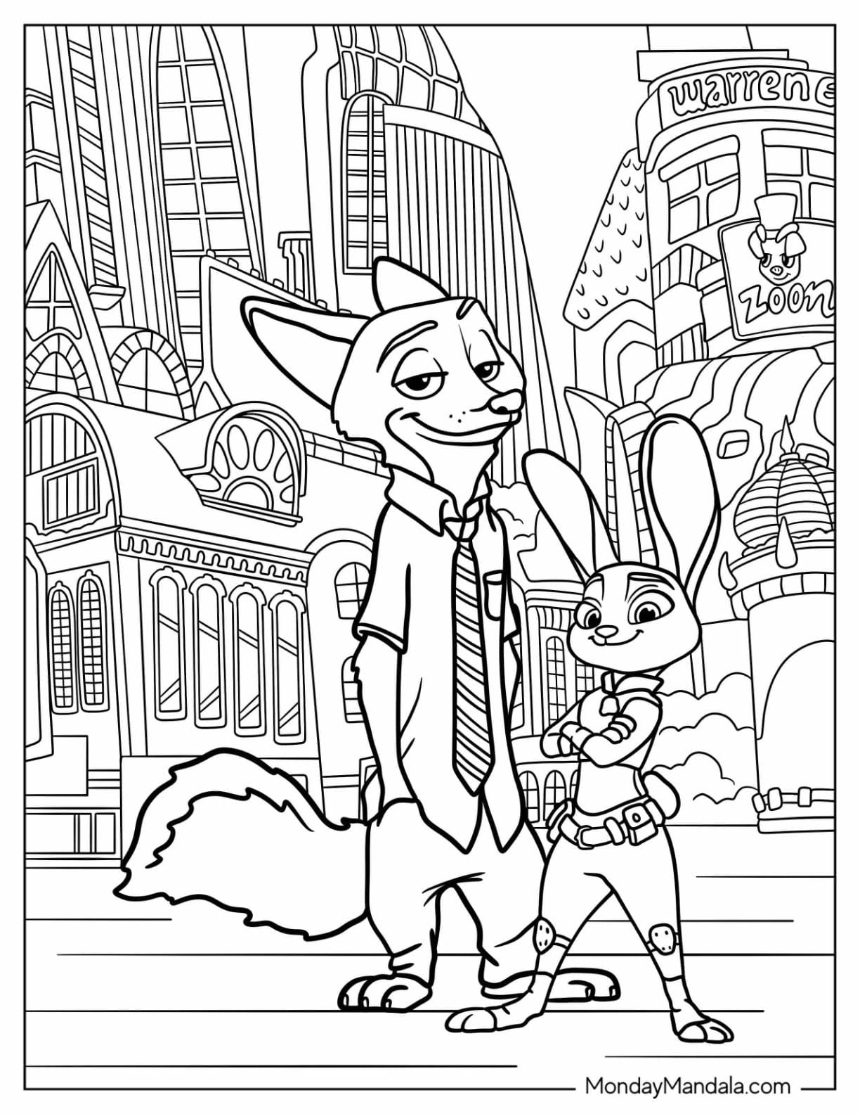 Zootopia Coloring Pages for Kids: Printable PDF Print Color Craft