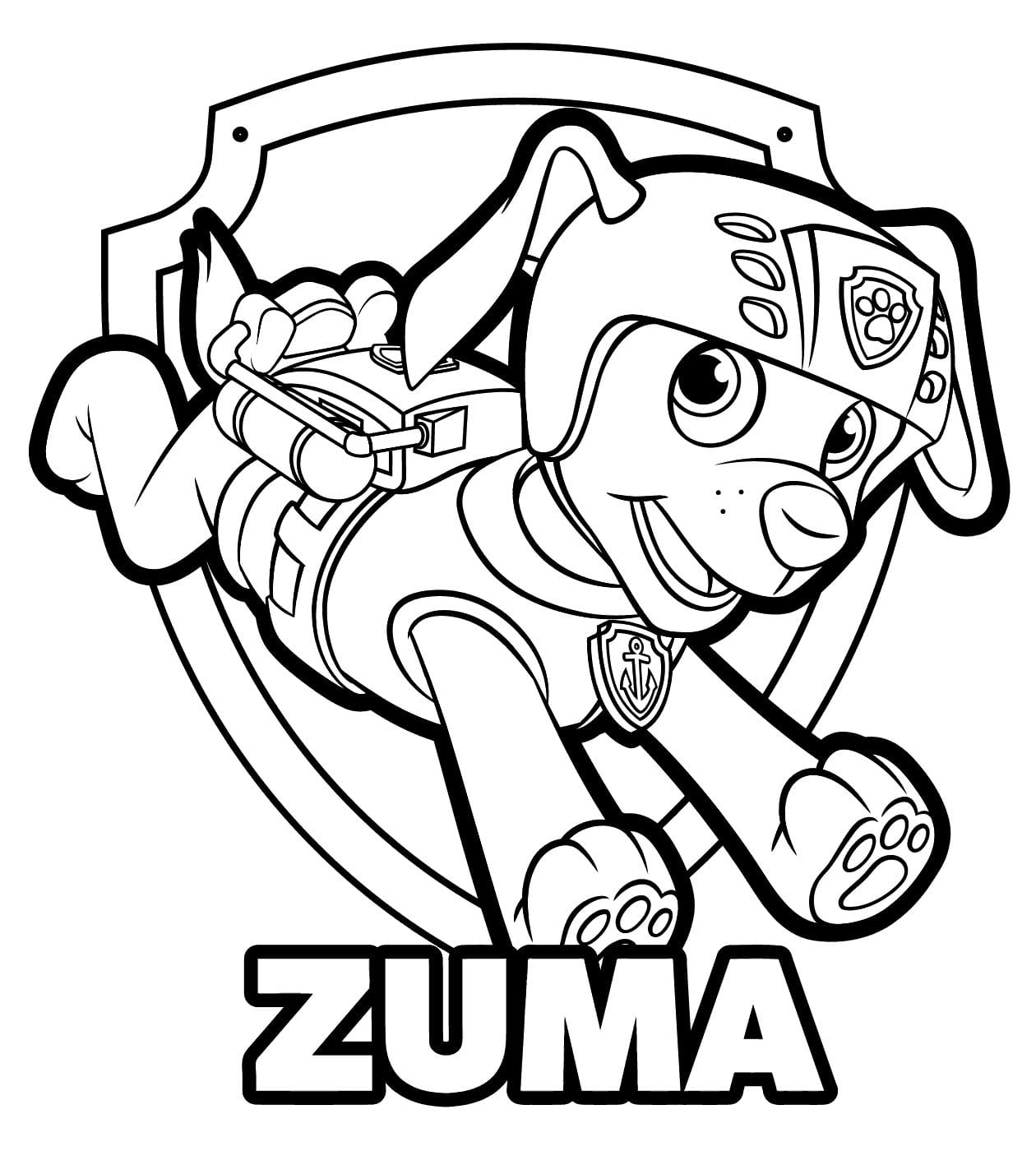 Zuma Paw Patrol Diving Coloring Page