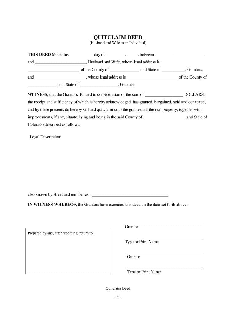 Colorado Quit Claim Deed Form