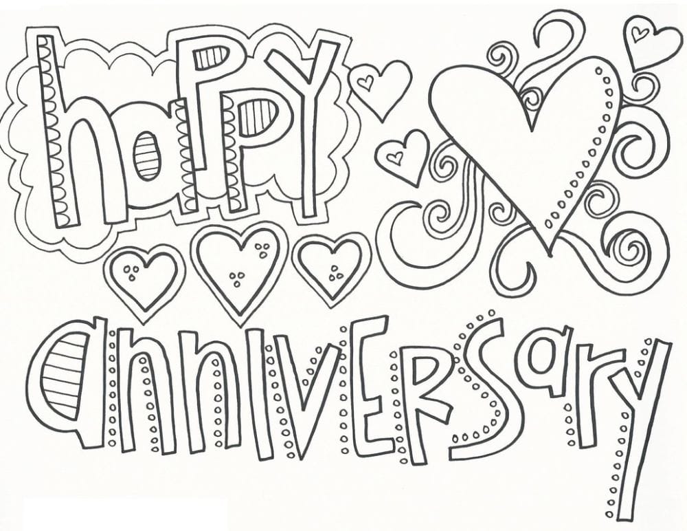 Happy Anniversary Coloring Page Free Printable Designs