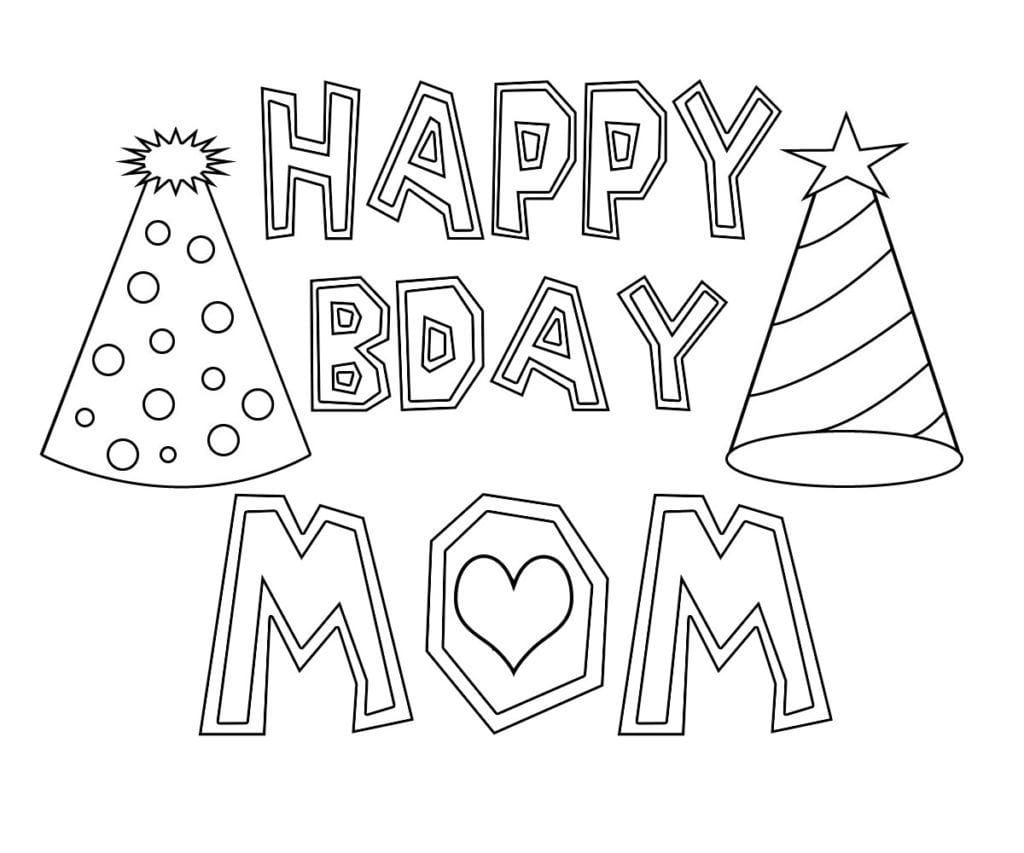 Happy Birthday Mom Coloring Pages For Kids