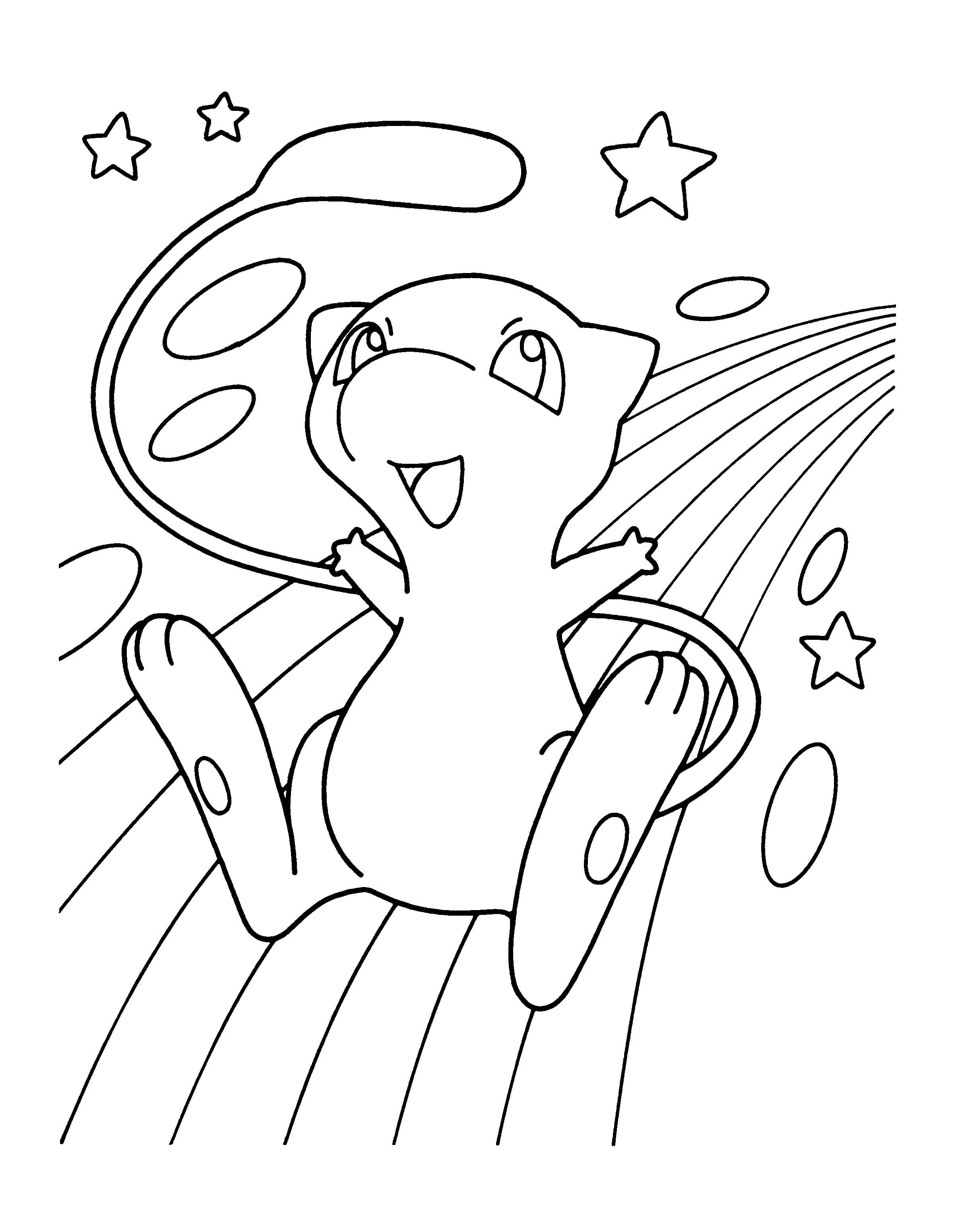 Pokémon Mew coloring page for kids and adults