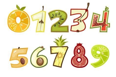 Number Blocks with Fruits Coloring Page