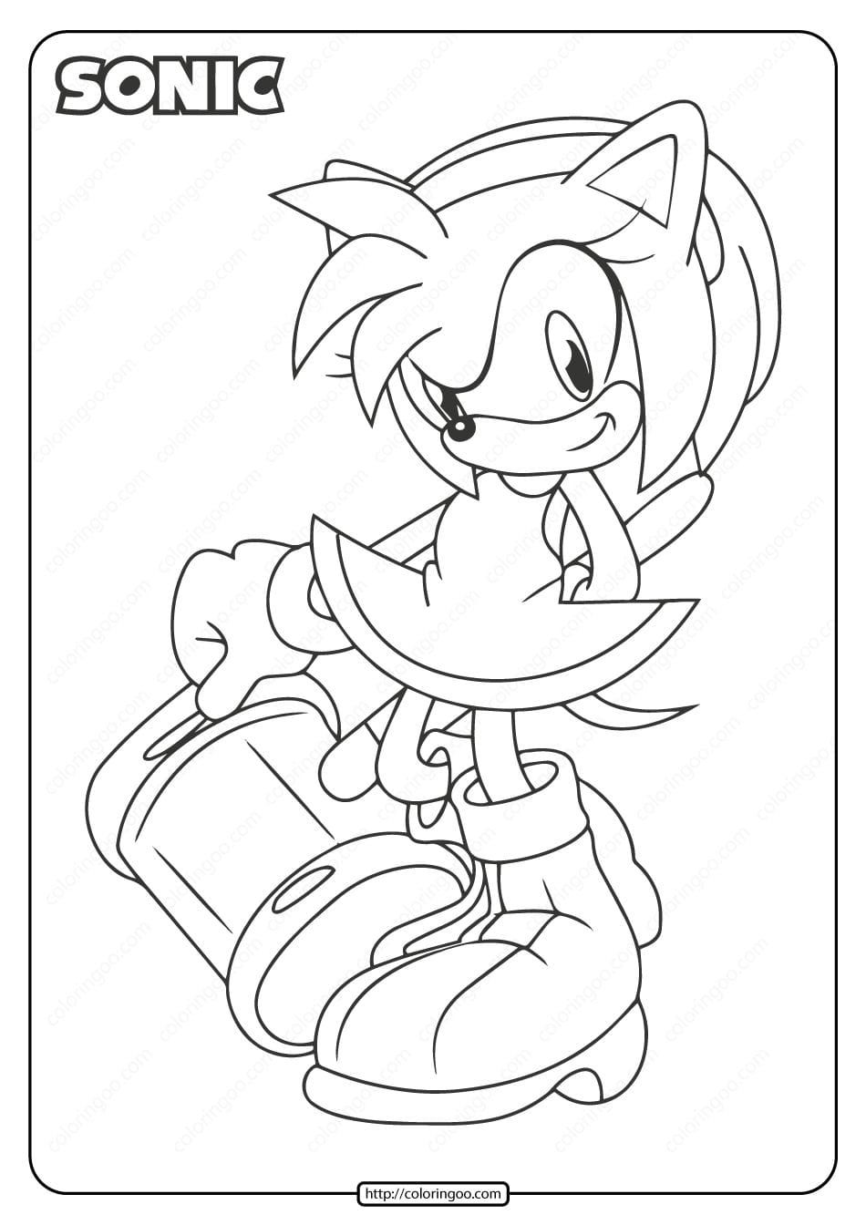 Sonic Amy coloring pages for kids