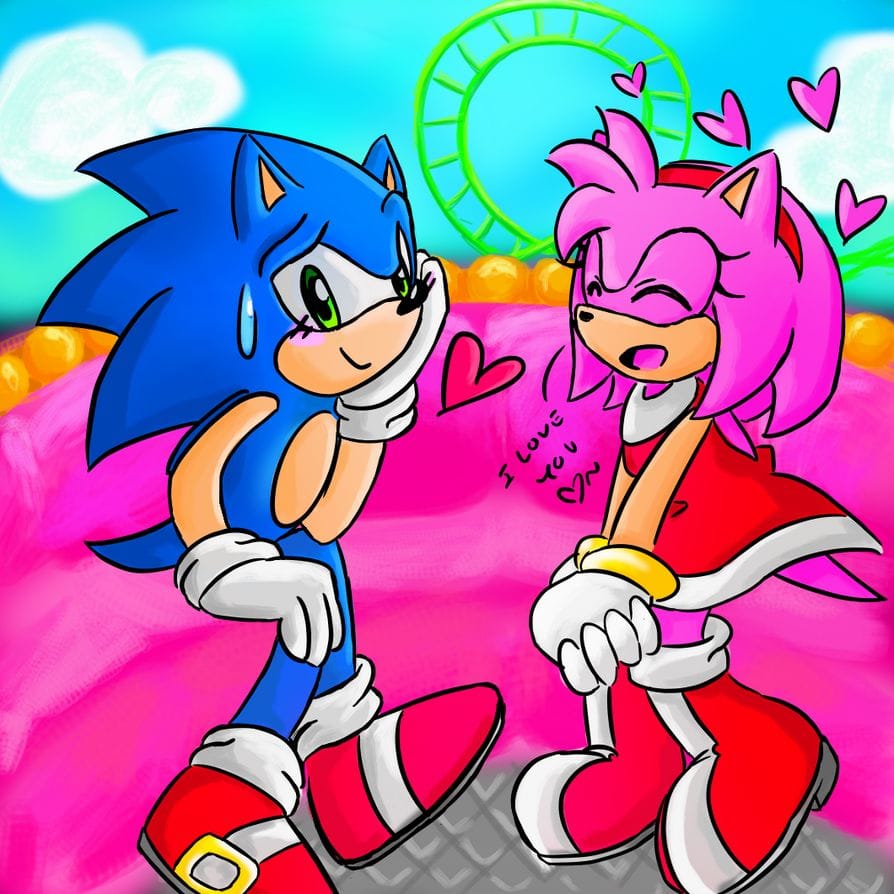 Sonic and Amy's date coloring page