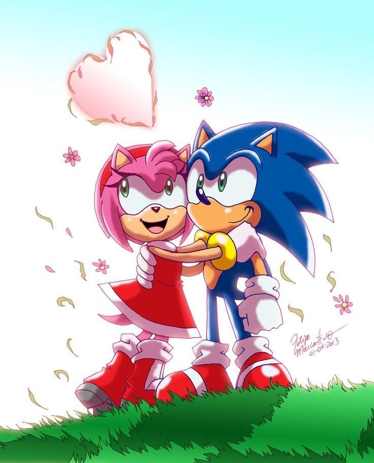 Sonic and Amy's friendship coloring page