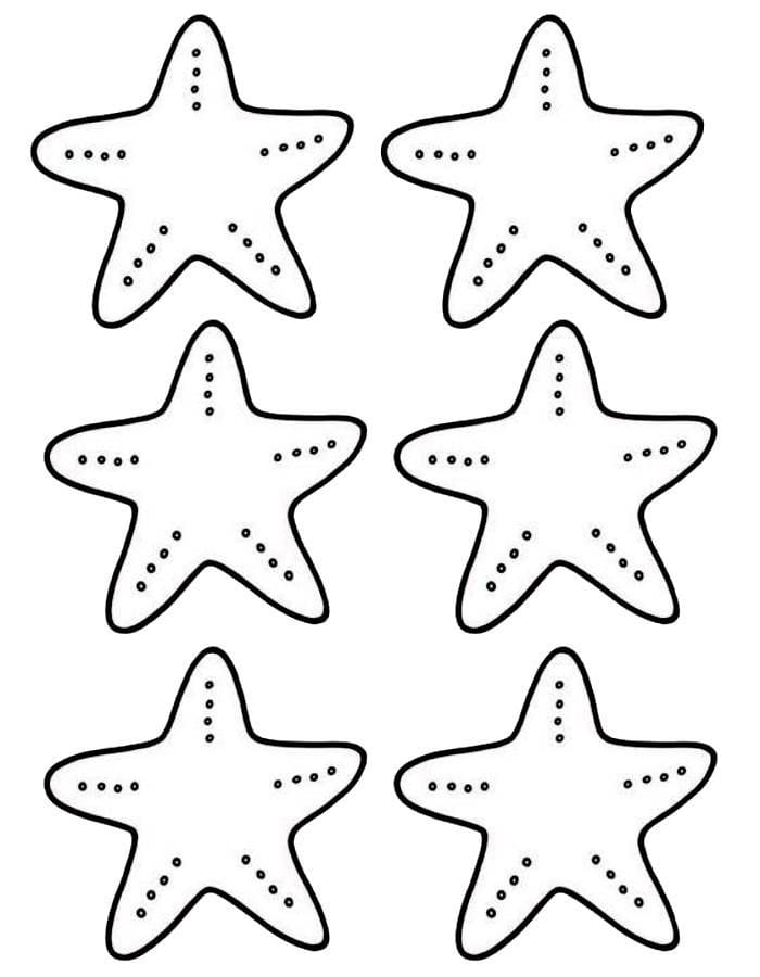 Starfish with Coral Coloring Template