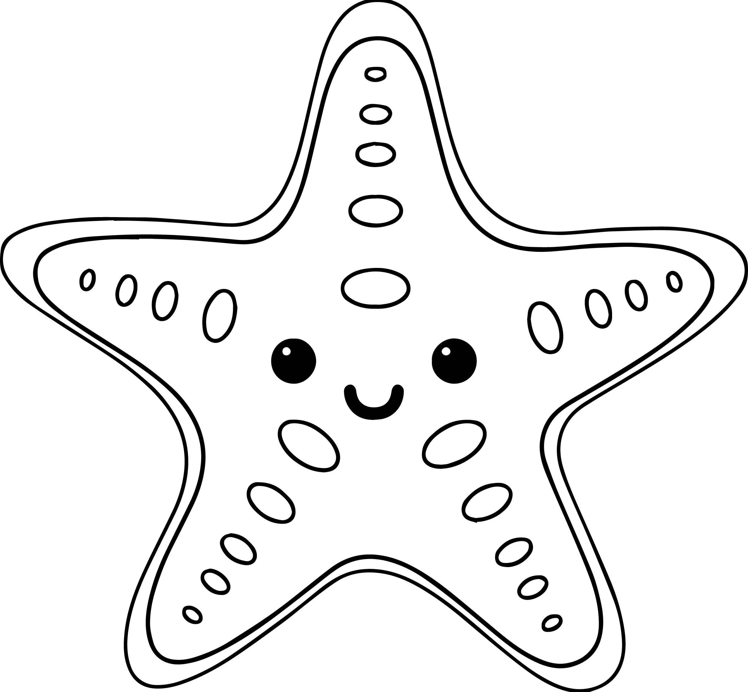 Starfish with Fish Coloring Template