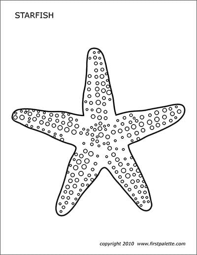 Starfish with Ocean Background Coloring Template